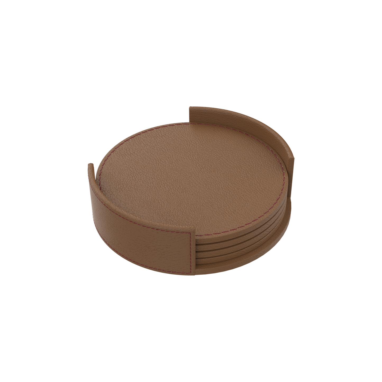 Chocolate Brown Leather Coaster Set